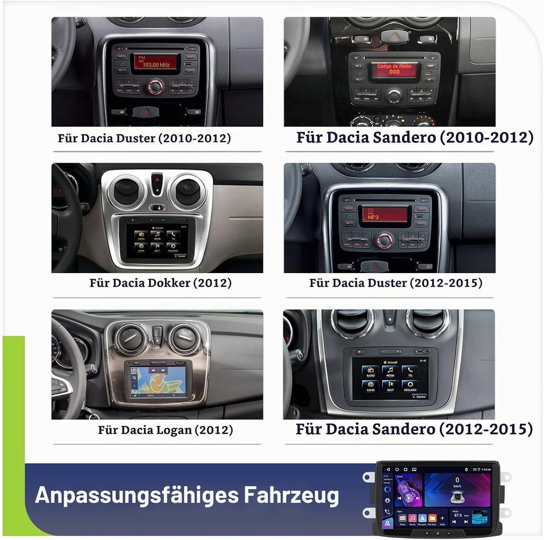 CAMECHO 4G+64G Android 15 Autoradio für Renault Dacia Dokker Logan Duster Sandero Lodgy mit Navi Car