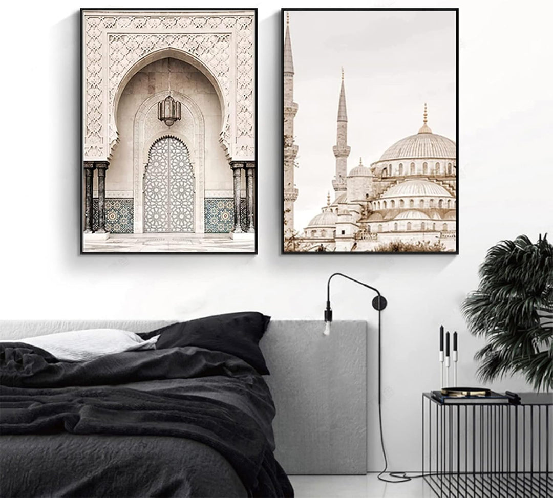 JNAOZI Arabische Kalligraphie Leinwand Drucke, Islamische Poster, Gold Islamische Kirchenbilder,Isla