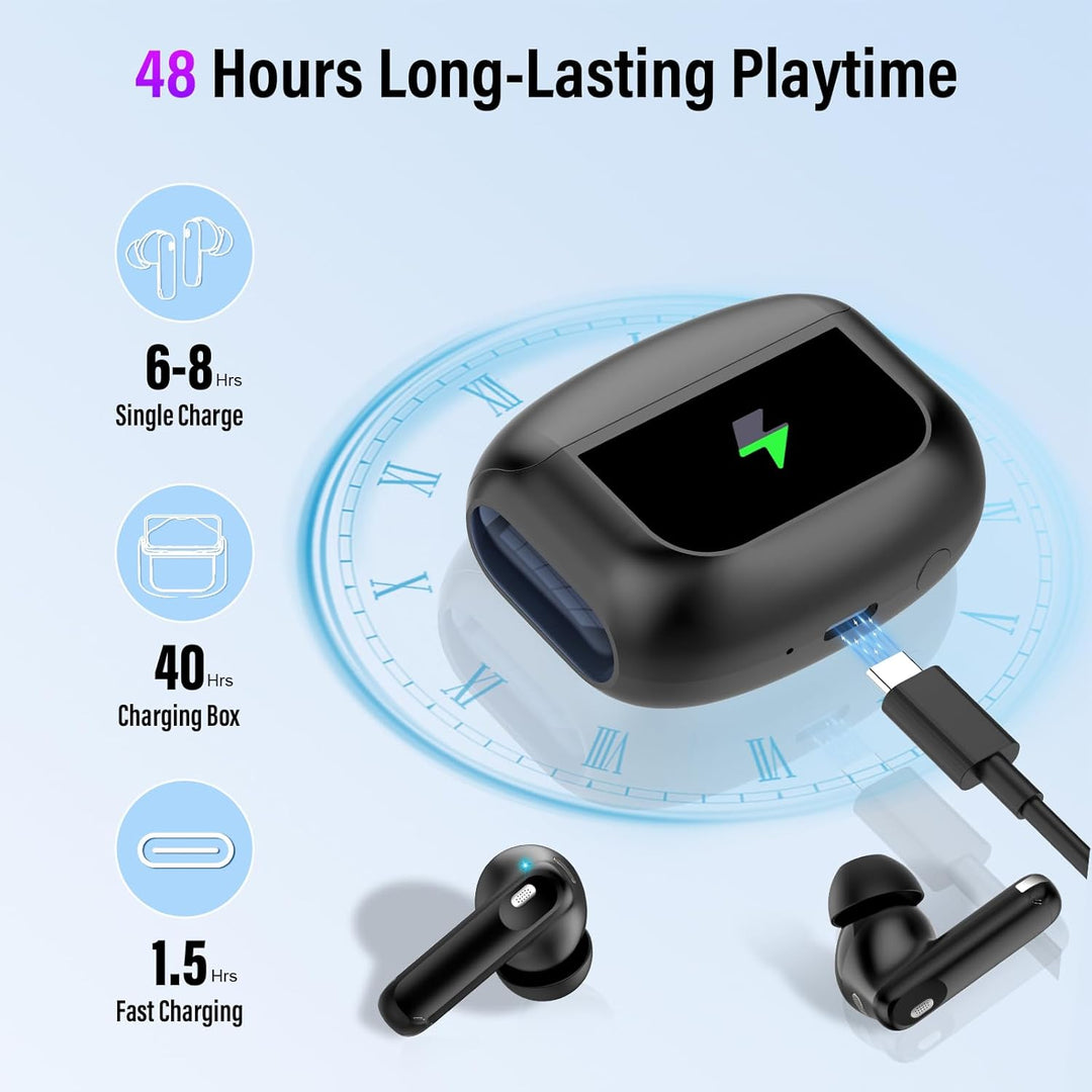 Touchscreen Bluetooth Kopfhörer, 2026 In Ear Kopfhörer Kabellos Bluetooth 5.4 mit ANC+ENC Noise Canc