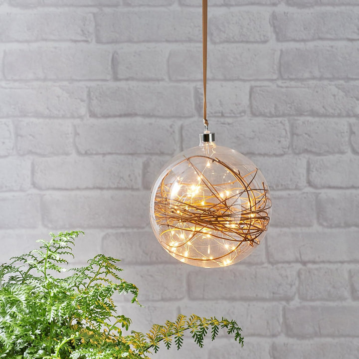 EGLO LED-Weihnachtskugel für Innen, beleuchtete Glaskugel zum Aufhängen Ø 20 cm, Leuchtkugel zum Hän