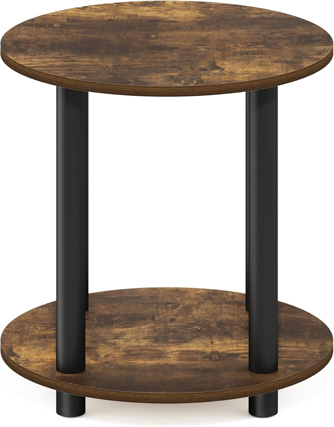 Furinno Turn-N-Tube Beistelltisch aus Holz, rund, 2 Ebenen, Bernsteinfarbene Kiefer, 1-Pack Bernstei