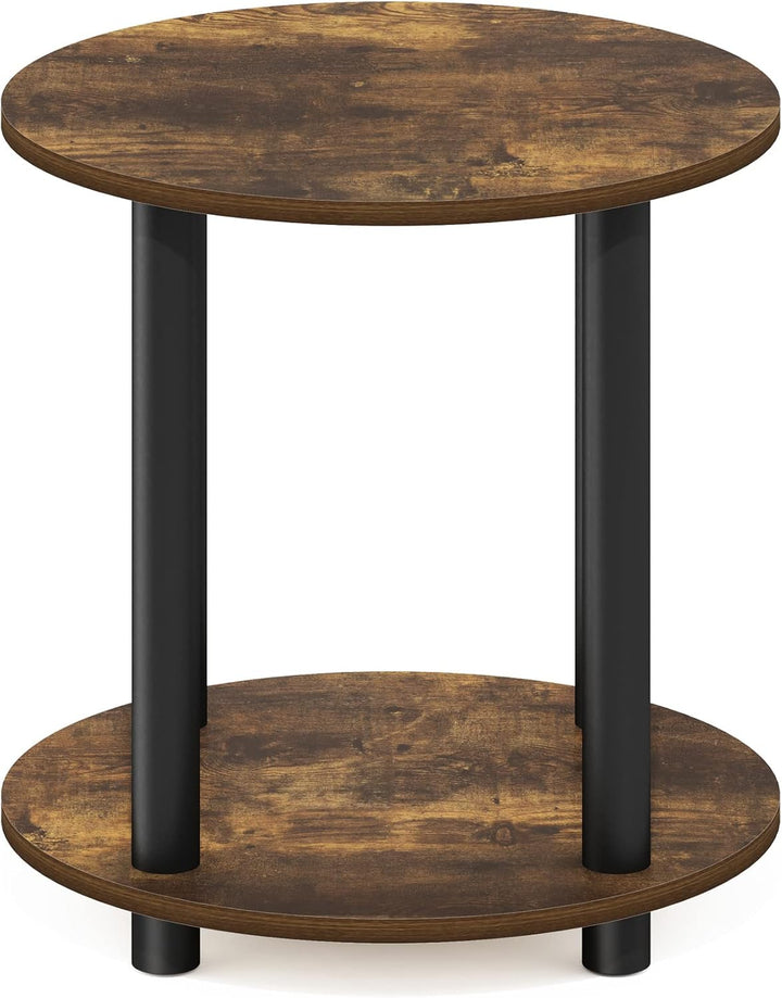 Furinno Turn-N-Tube Beistelltisch aus Holz, rund, 2 Ebenen, Bernsteinfarbene Kiefer, 1-Pack Bernstei