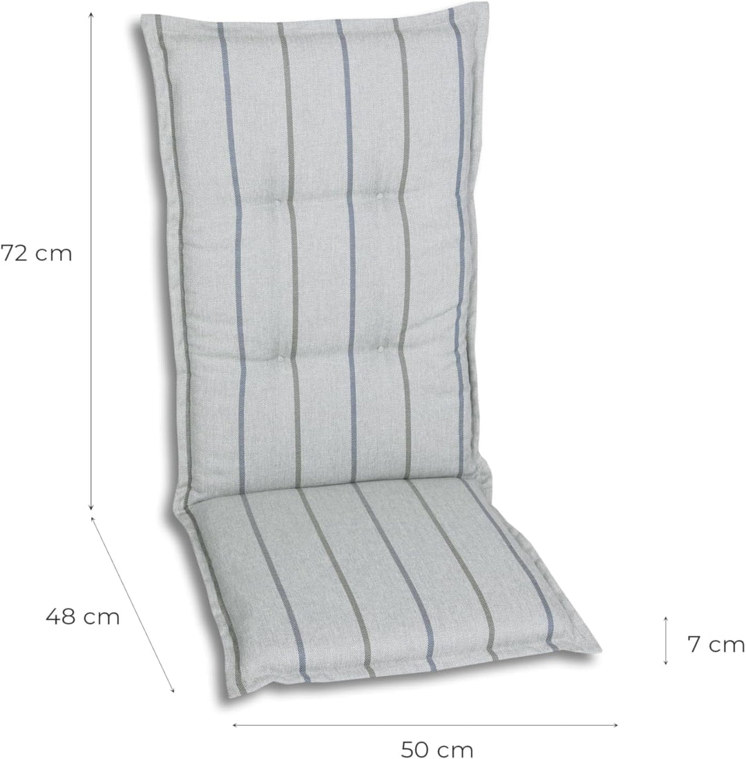 Bequeme und attraktive Polsterauflagen für Hochlehner-Gartenstühle (6er-Set, Stripes Exclusive hellg