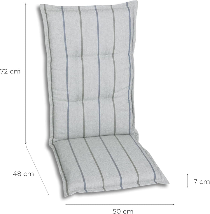 Bequeme und attraktive Polsterauflagen für Hochlehner-Gartenstühle (6er-Set, Stripes Exclusive hellg