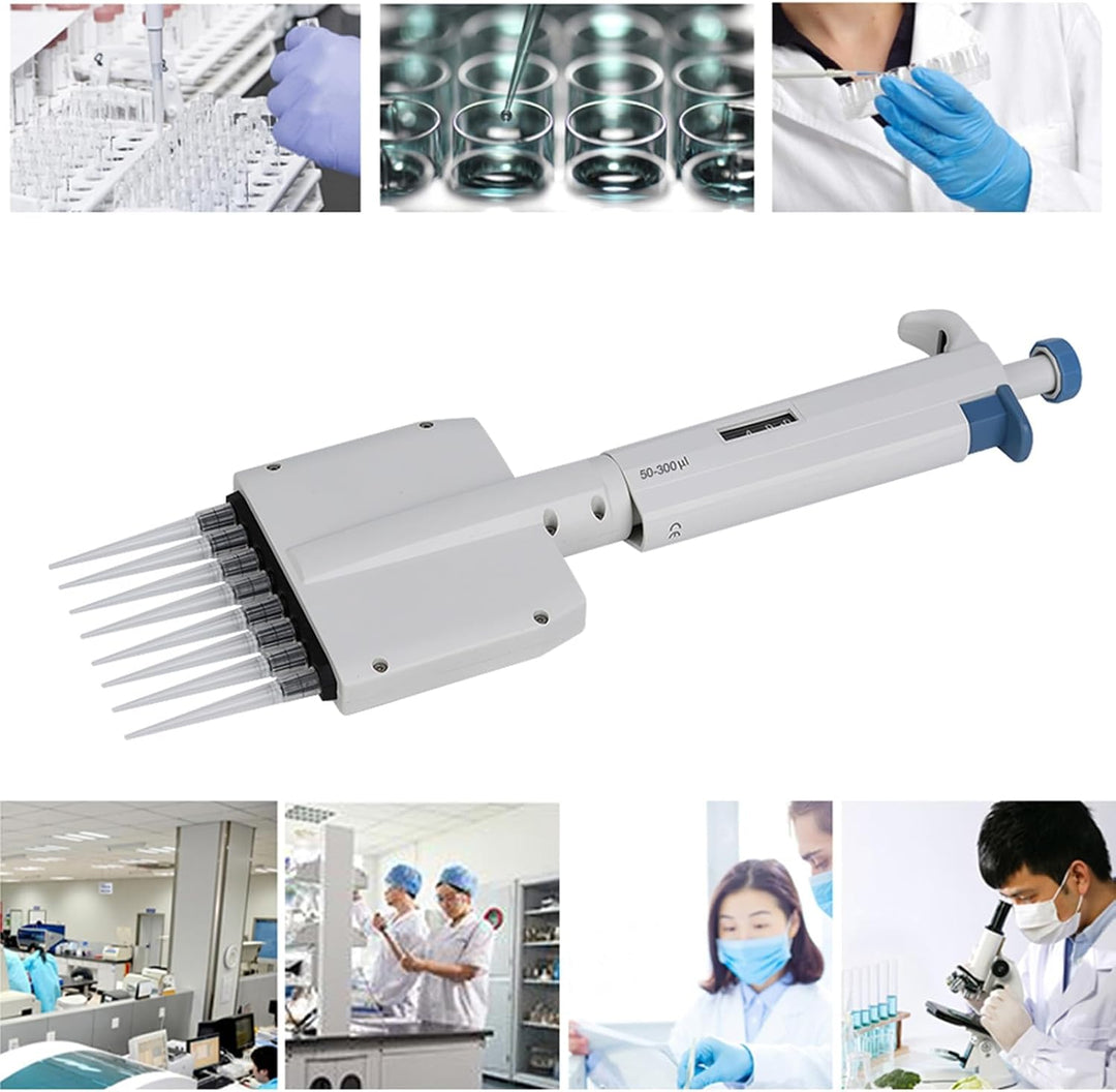 8 Kanal Pipette 50-300μl Pipette Mehrkanalpipette Variables Volumen Mechanische Pipette Manuell Eins