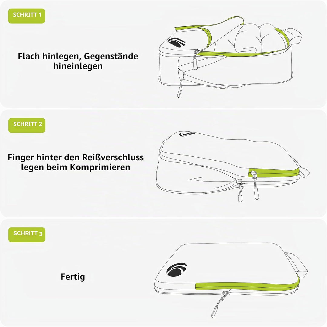 Cipway Kompressions-Packwürfel-Set, ultraleicht, erweiterbar, Reise-Organizer für Handgepäck (weiss,