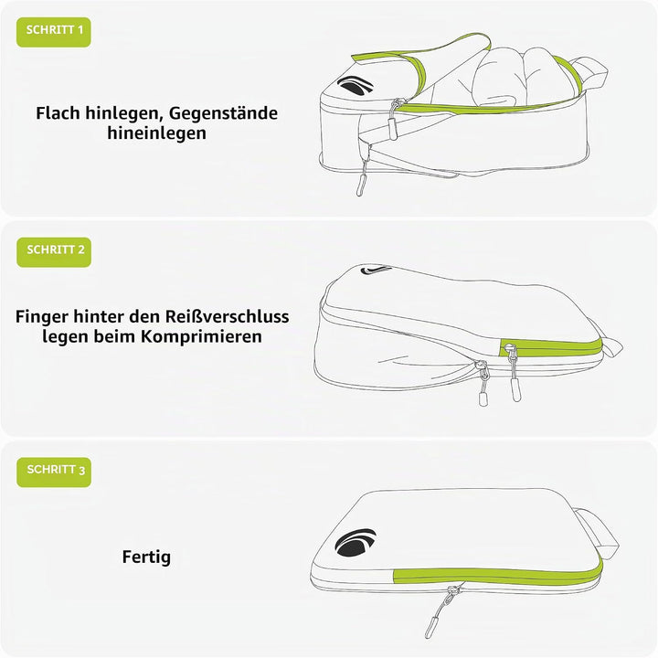 Cipway Kompressions-Packwürfel-Set, ultraleicht, erweiterbar, Reise-Organizer für Handgepäck (weiss,