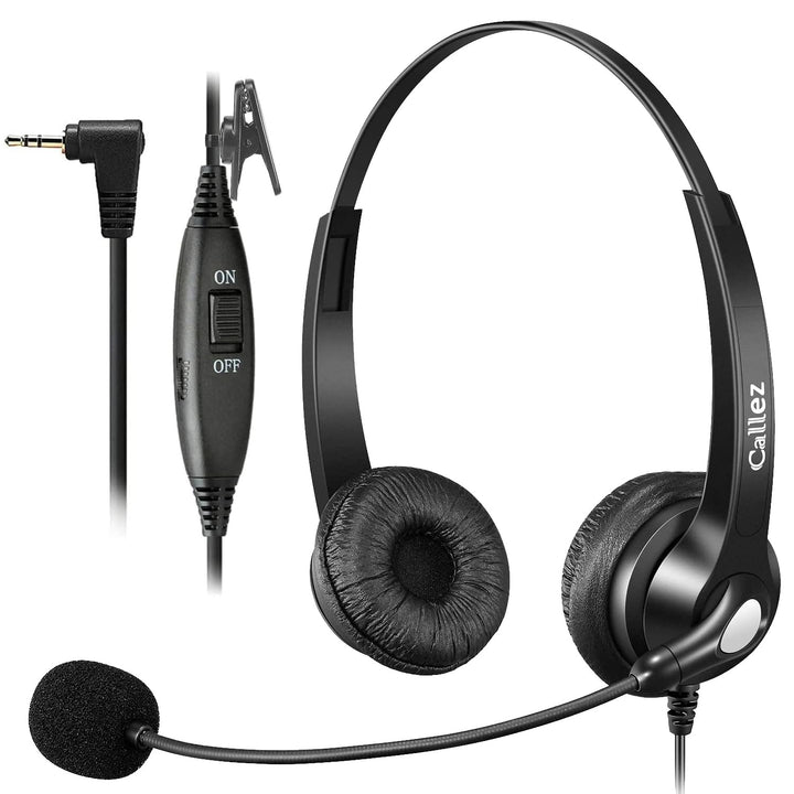 Callez 2,5mm Klinke Headset Telefon mit Mikrofon Noise Cancelling, Schnurlos Festnetz Kopfhörer für