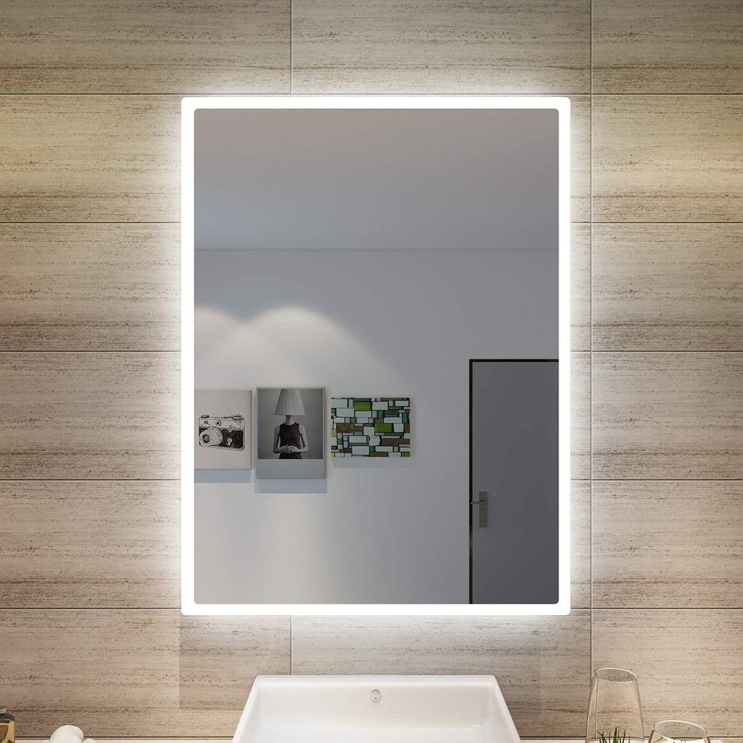 SONNI Badspiegel mit Beleuchtung 80x60 cm Wandspiegel Spiegel mit Beleuchtung Badezimmerspiegel kalt