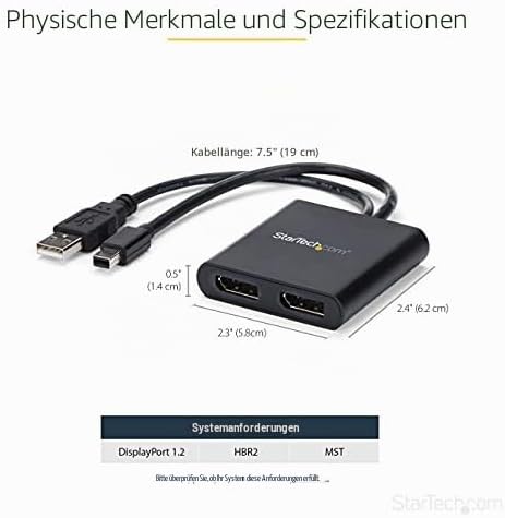 StarTech.com 2 Port Multi Monitor Adapter - Mini DisplayPort auf 2x DisplayPort MST Hub - Zweimal 4K