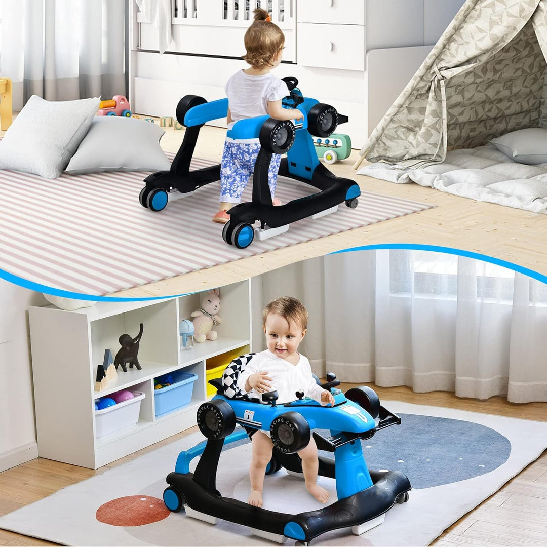 DREAMADE Lauflernhilfe, 4 in 1 Autoförmiger Lauflernwagen mit einstellbarer Geschwindigkeit, Musik &