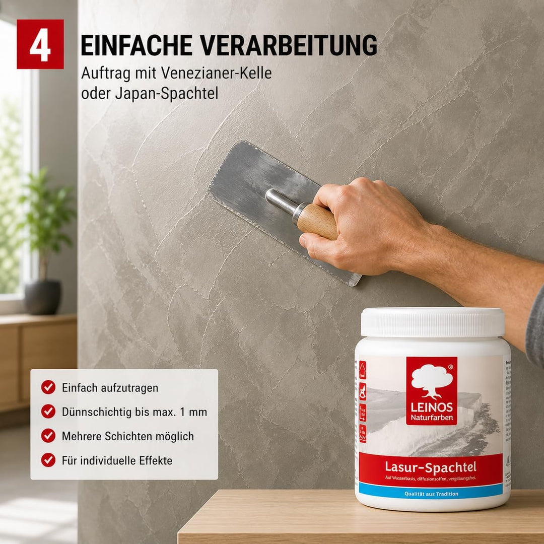 LEINOS Lasur-Spachtel 2,5 L – transparente Spachtelmasse Spachtel 2.5 l (1er Pack), Spachtel 2.5 l (