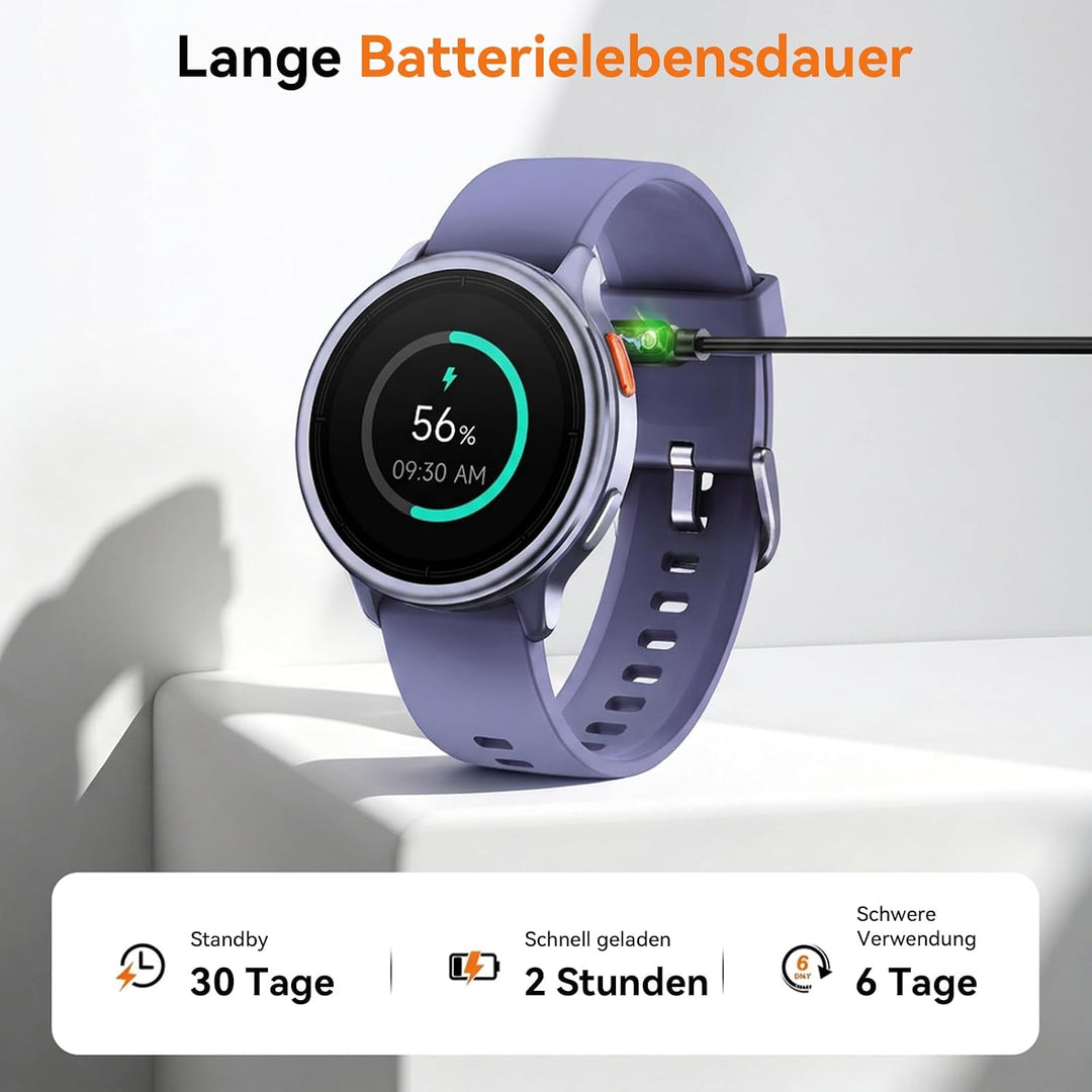Smartwatch Damen Rund, 1.27" Smart Watch mit Telefonfunktion/Whatsapp,Uhren Damen mit Pulsuhr Schlaf