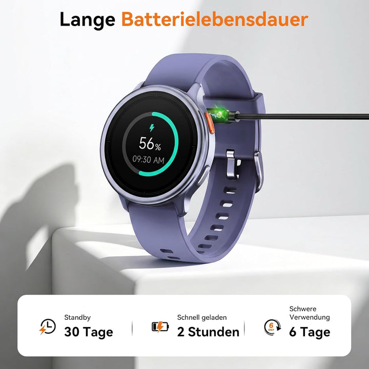 Smartwatch Damen Rund, 1.27" Smart Watch mit Telefonfunktion/Whatsapp,Uhren Damen mit Pulsuhr Schlaf