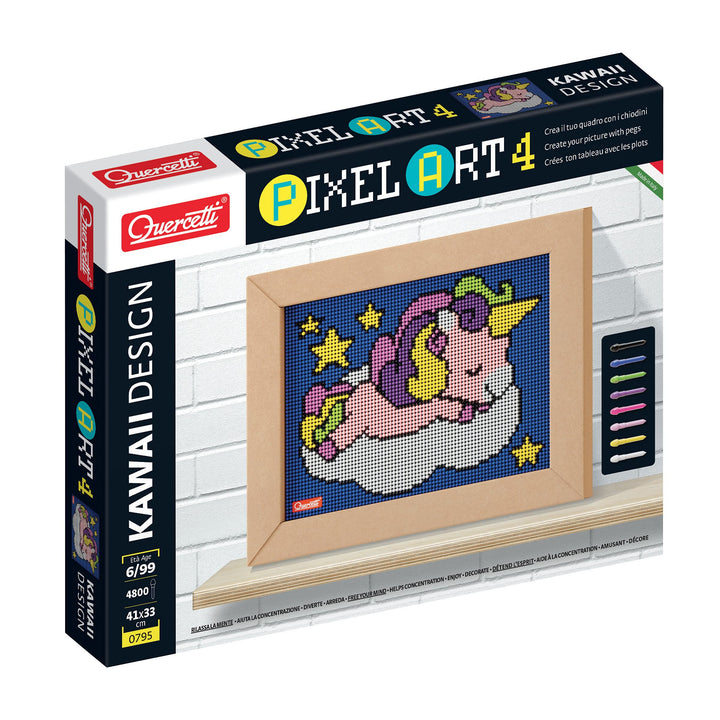 QUERCETTI 0795 Quercetti-0795 Pixel Art Kawaii Design Einhorn Steckspiel, Multicolor