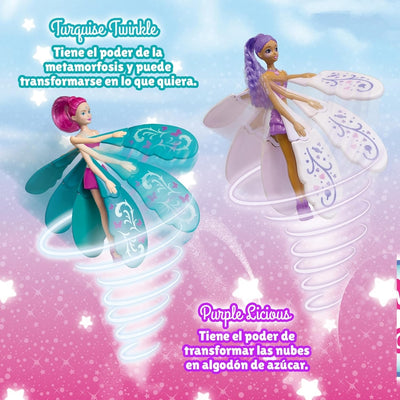 Bizak Sky Dancers Fuchsia Fantasy ist eine 18 cm hohe Fantasiepuppe, die ihre Flügel entfaltet und w