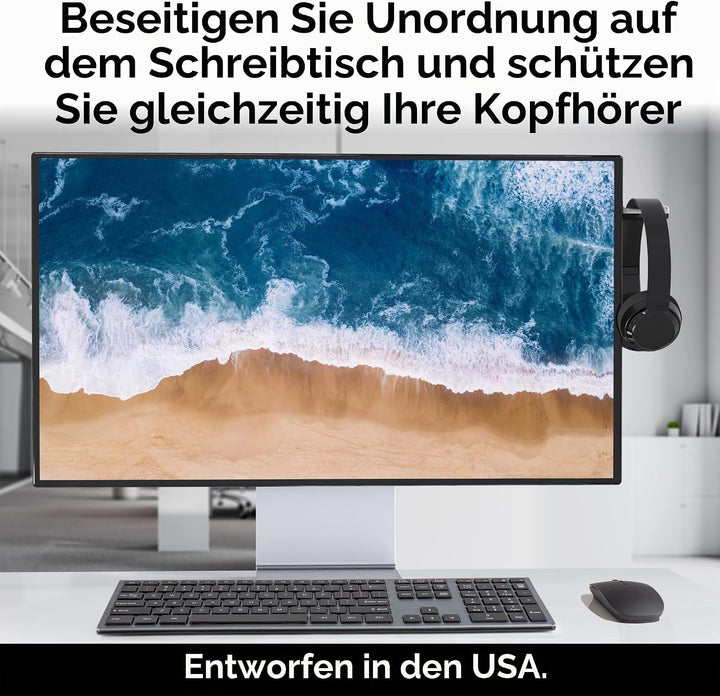 TotalMount Universal Kopfhörerhalterung Headset Ständer Aufhänger PC Monitor für alle Over-Ear und O