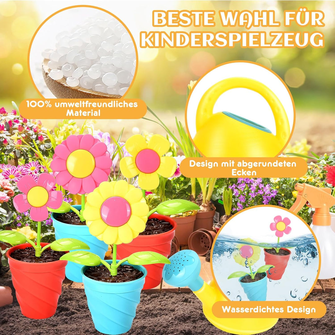 Kinder Gartengeräte Gartenspielzeug, Gartenwerkzeug Set mit Rechen Giesskanne Schaufel Harke Garten