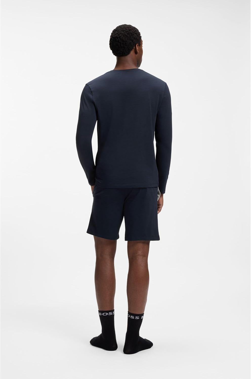 BOSS Herren Mix&Match LS-Shirt R T-Shirt aus Stretch-Baumwolle mit Logo-Stickerei L Dark Blue403, L
