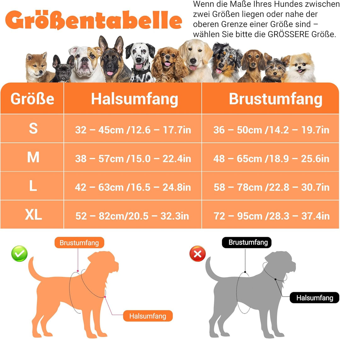 Funfox Hundegeschirr für Grosse Hunde No Pull Geschirr Einstellbar Anti Zug Sicherheitsgeschirr Hund