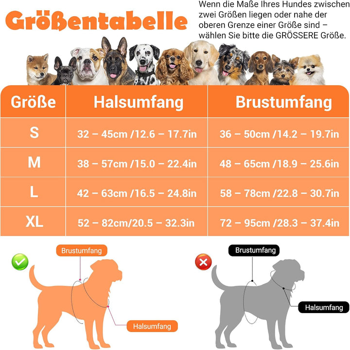 Funfox Hundegeschirr Grosse Hunde [XL] - Verstellbares Anti-Zug Brustgeschirr mit Griff &amp; Reflektors