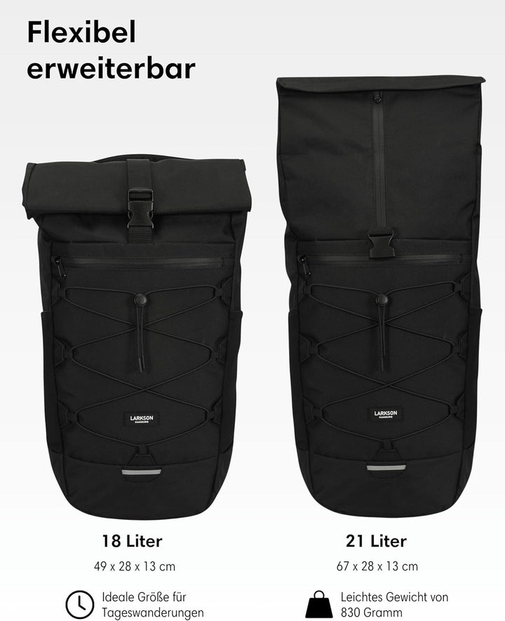 LARKSON Wanderrucksack Damen &amp; Herren Schwarz – Arvid, Schwarz