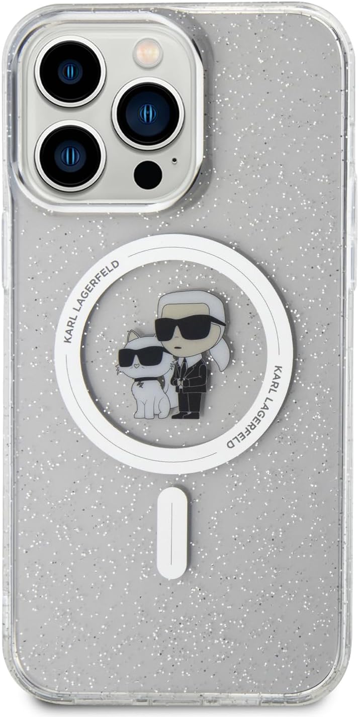 KARL LAGERFELD KLHMP15LHGKCNOT Hülle für iPhone 15 Pro 6.1" transparent hardcase Karl&Choupette Glit