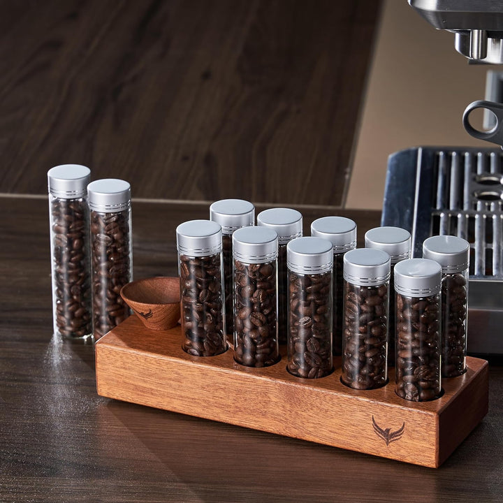 KNODOS Aufbewahrungsröhrchen für Kaffeebohnen, 10 Stück, versiegeltes Glas, Reagenzgläser mit Deckel