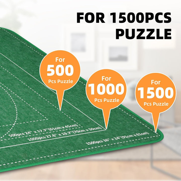 MOZOOSON Faltbares Puzzlebrett 1500 Teile, Tragbare Puzzlematte mit Staubdichter & 8 Puzzle Sortiere
