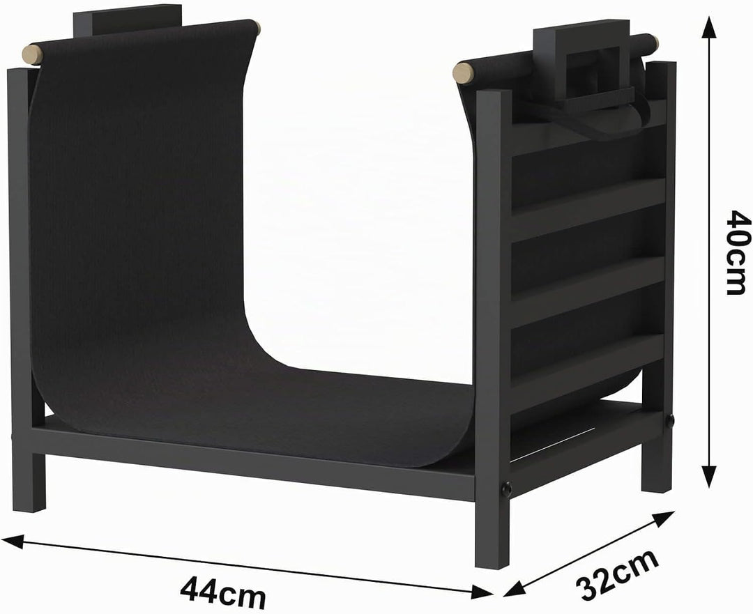 DanDiBo Kaminholzregal Innen Metall Schwarz Stehend mit Tragetasche 45 cm Kaminholzständer 96466 Kam