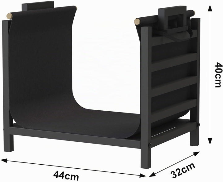 DanDiBo Kaminholzregal Innen Metall Schwarz Stehend mit Tragetasche 45 cm Kaminholzständer 96466 Kam