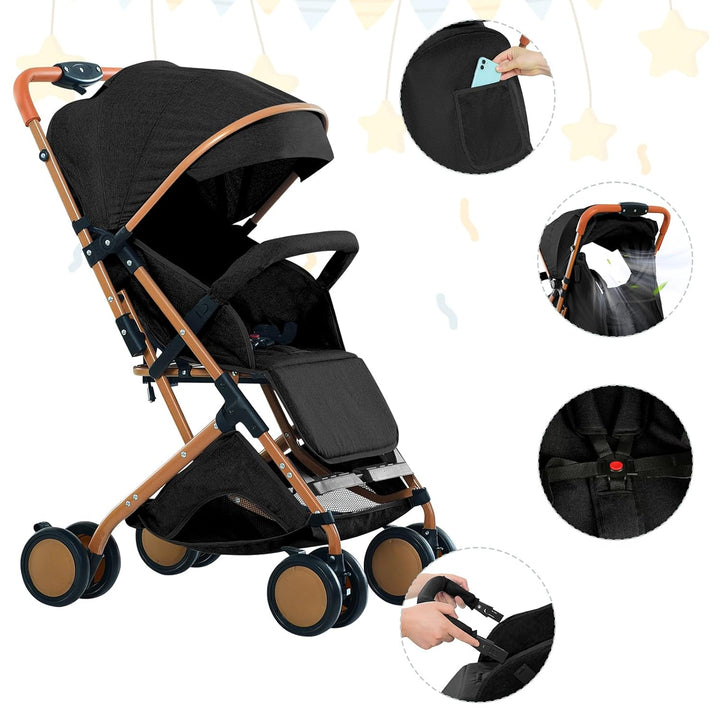 Kinderwagen für Babys, Kinderwagen mit Sonnenschirm, faltbarer Kinderwagen mit Baumwollpads und Mosk