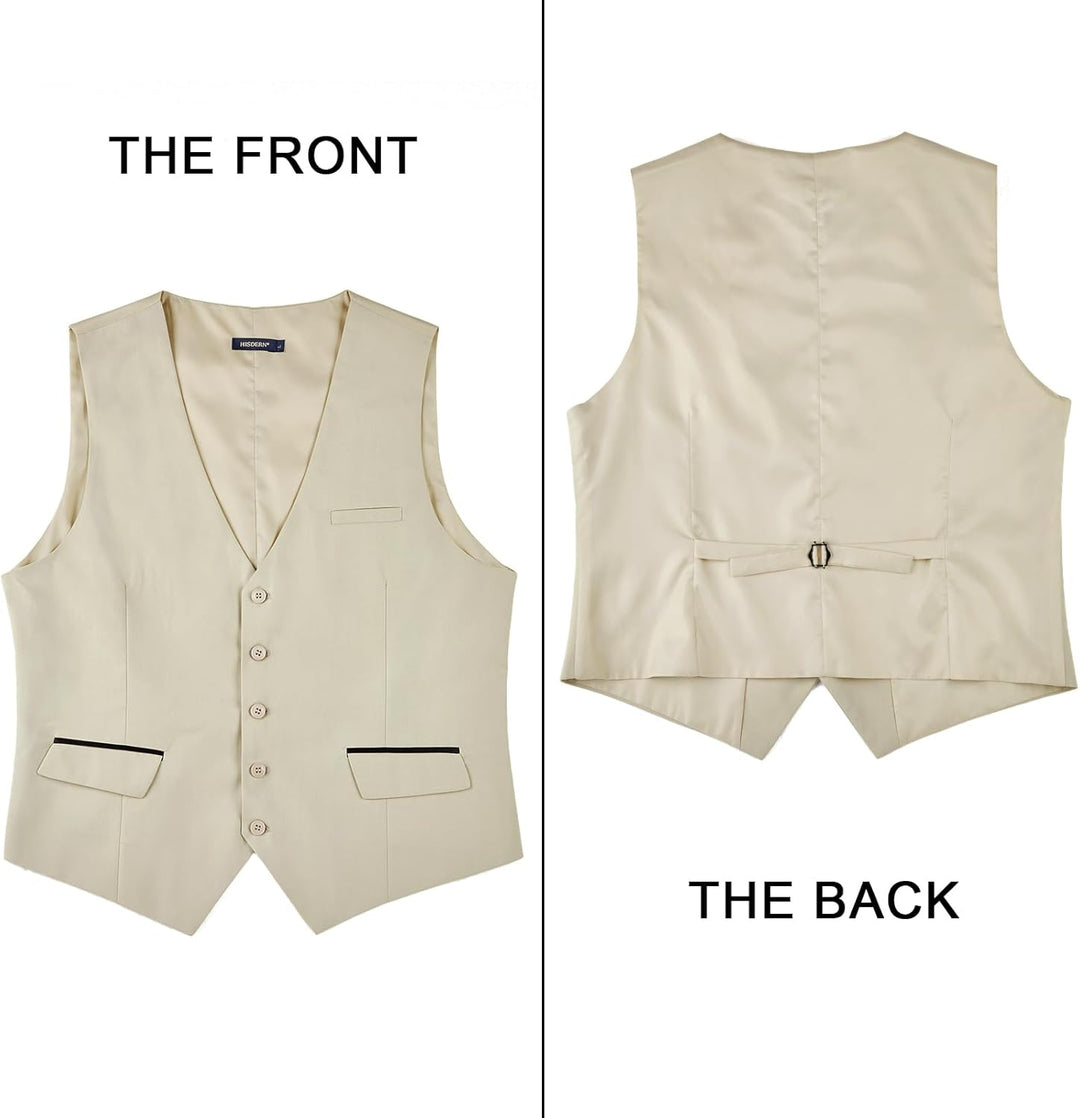 HISDERN Anzugweste für Herren Elegant Hochzeit Weste Klassische Einfarbig Casual Businessweste Forme