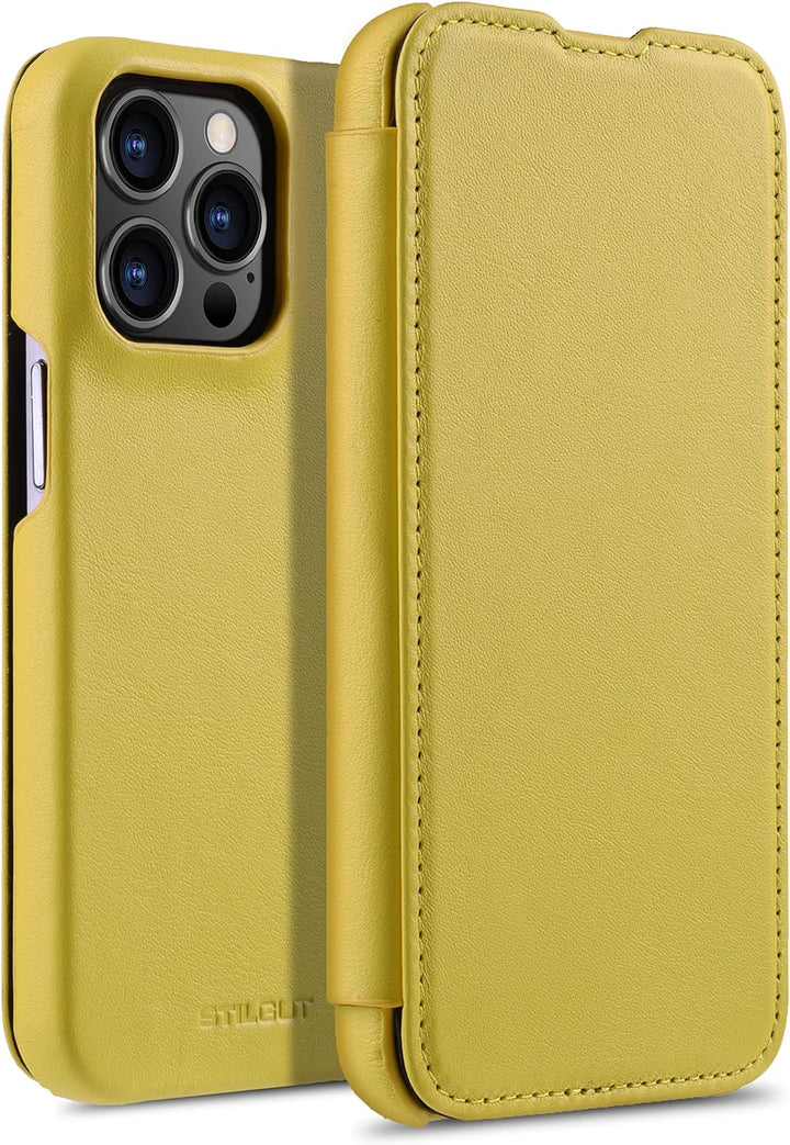 STILGUT Book Case kompatibel mit iPhone 13 Pro Max (6.7“) Hülle aus italienischem Leder - iPhone 13