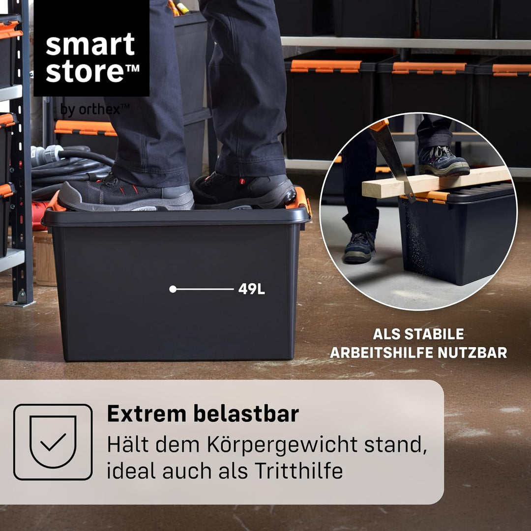 SmartStore Pro 45 Aufbewahrungsboxen 4-Teilig, Schwarz, eine grösse 50 L x 4 Pack, 50 L x 4 Pack