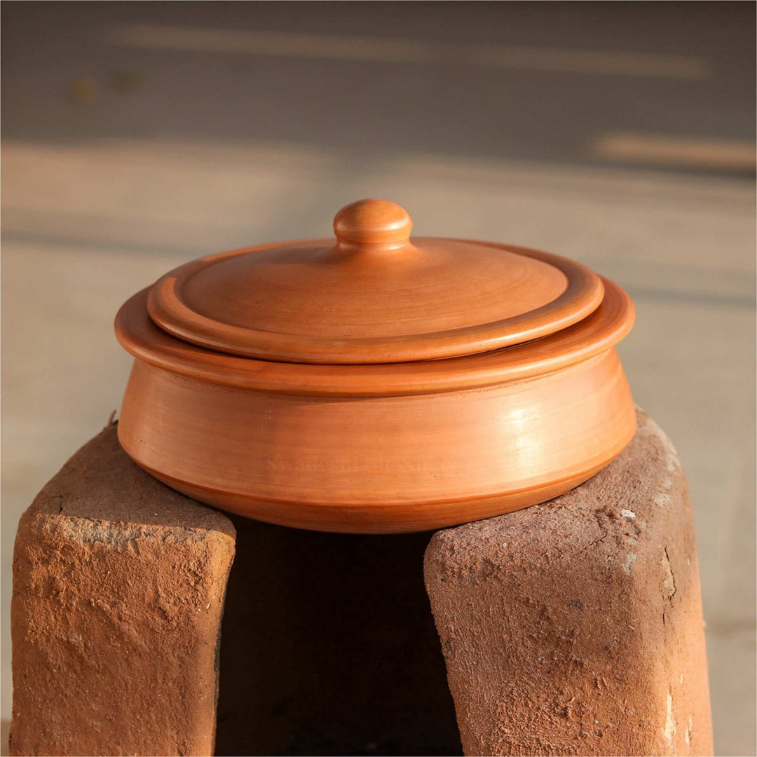 Swadeshi Blessings Exclusive Range Unglasierter Ton Handi/Earthen Kadai/Tontopf zum Kochen und Servi