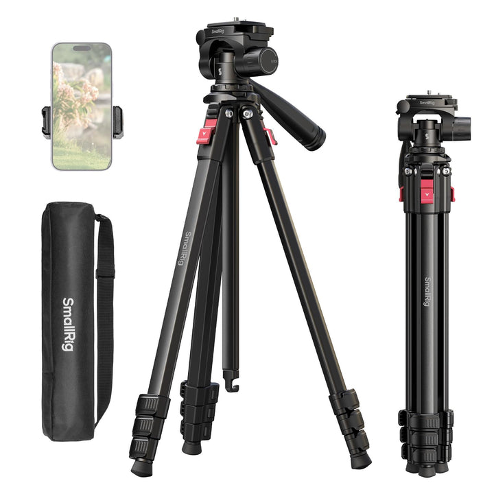 SMALLRIG Aluminium-Kamerastativ AP-30, 67,7 Zoll Reisestativ mit Telefonclip und Tragetasche, Tragba
