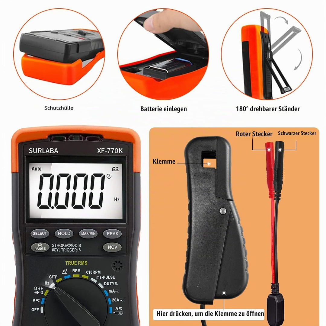 Digitales Automotive Multimeter &amp; Signal Pick Up Induktiver Klemme Set, Smart Multitester für AC/DC