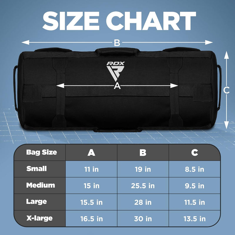 RDX Gewichtete Sporttasche für Krafttraining, Gewichtssack mit 8 Griffe, Gewicht Sandbag ungefüllten