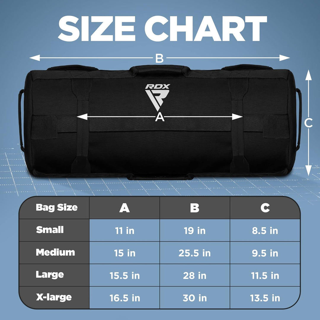RDX Gewichtete Sporttasche für Krafttraining, Gewichtssack mit 8 Griffe, Gewicht Sandbag ungefüllten