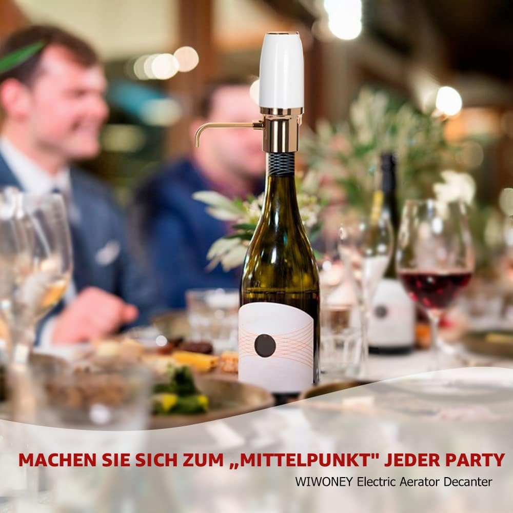 WIWONEY Elektrischer Weinbelüfter und Ausgiesser, Automatischer Weindekanter, Upgradierter Edelstahl