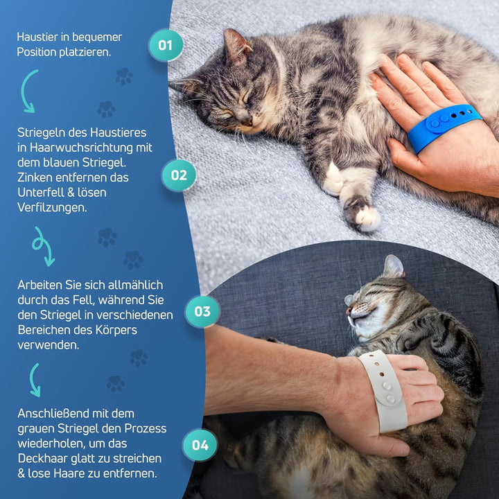 Hundebürste kurzhaar (2er Set) - Premium Striegel für Unterwolle und Deckhaar - Katzenbürste zum Ent