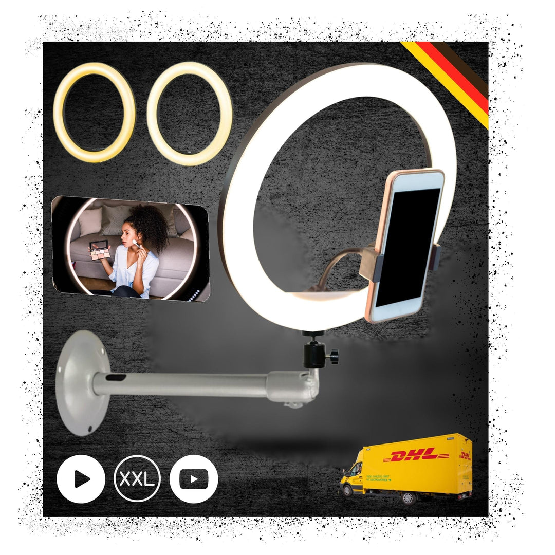 120 LED Ringlicht mit Handy Halterung Wandhalterung Wandmontage Ständer Ringlight mit Smartphone Hal
