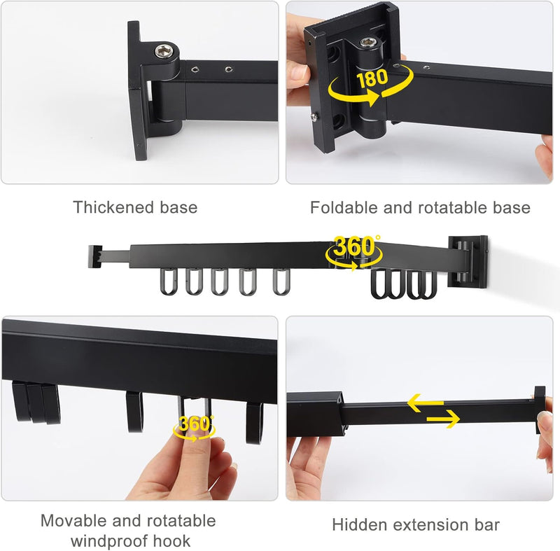 SWAWIS Wäscheständer Wandmontage Kleiderstange 90cm Ausziehbar Klappbar Wäscheständer Kleiderstange