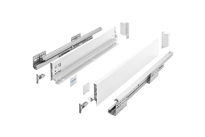 GTV Schubladensystem AXIS PRO I Schubkastengarnitur mit Vollauszug und integriete Dämpfung I Weiss I
