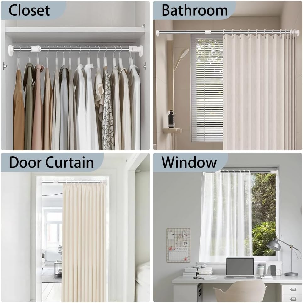Hershii Gardinenstange ohne Bohren Erweiterbare Fenster Gardinenstange Kleiderbügelstange Ausziehbar