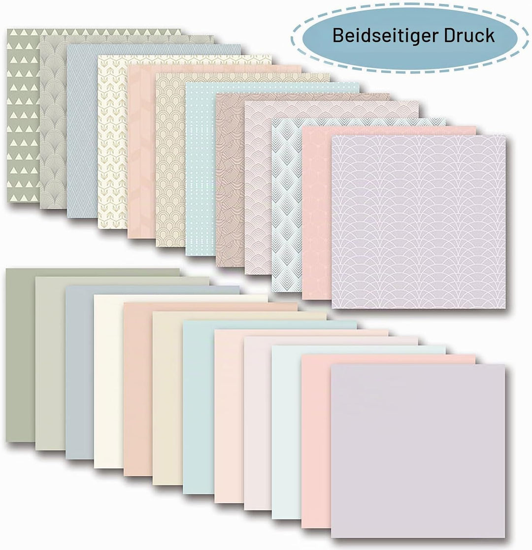 24 Blatt Boho Muster Scrapbook Papier Set, 30x30 Scrapbooking Papier Doppelseitige Designer Paper Ba