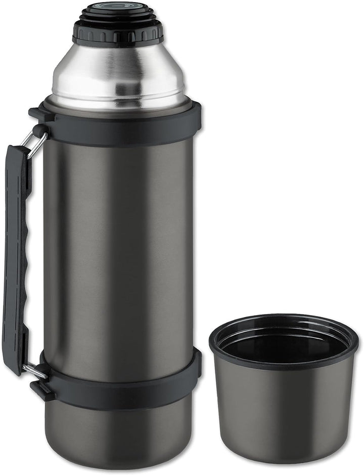 ISOSTEEL Isolierflasche Travel Quickstop, Titan-Grau