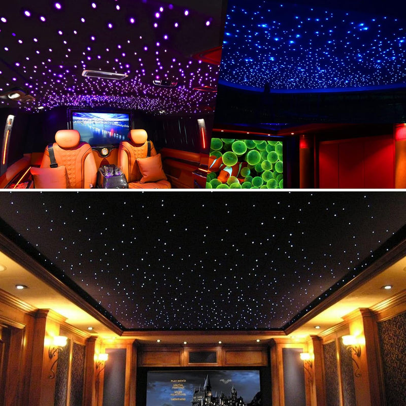 CHINLY Sternenhimmel Auto Glasfaser Licht für Auto/Decke, 20W Twinkle 1000pcs*0.75mm*4m Bluetooth RG