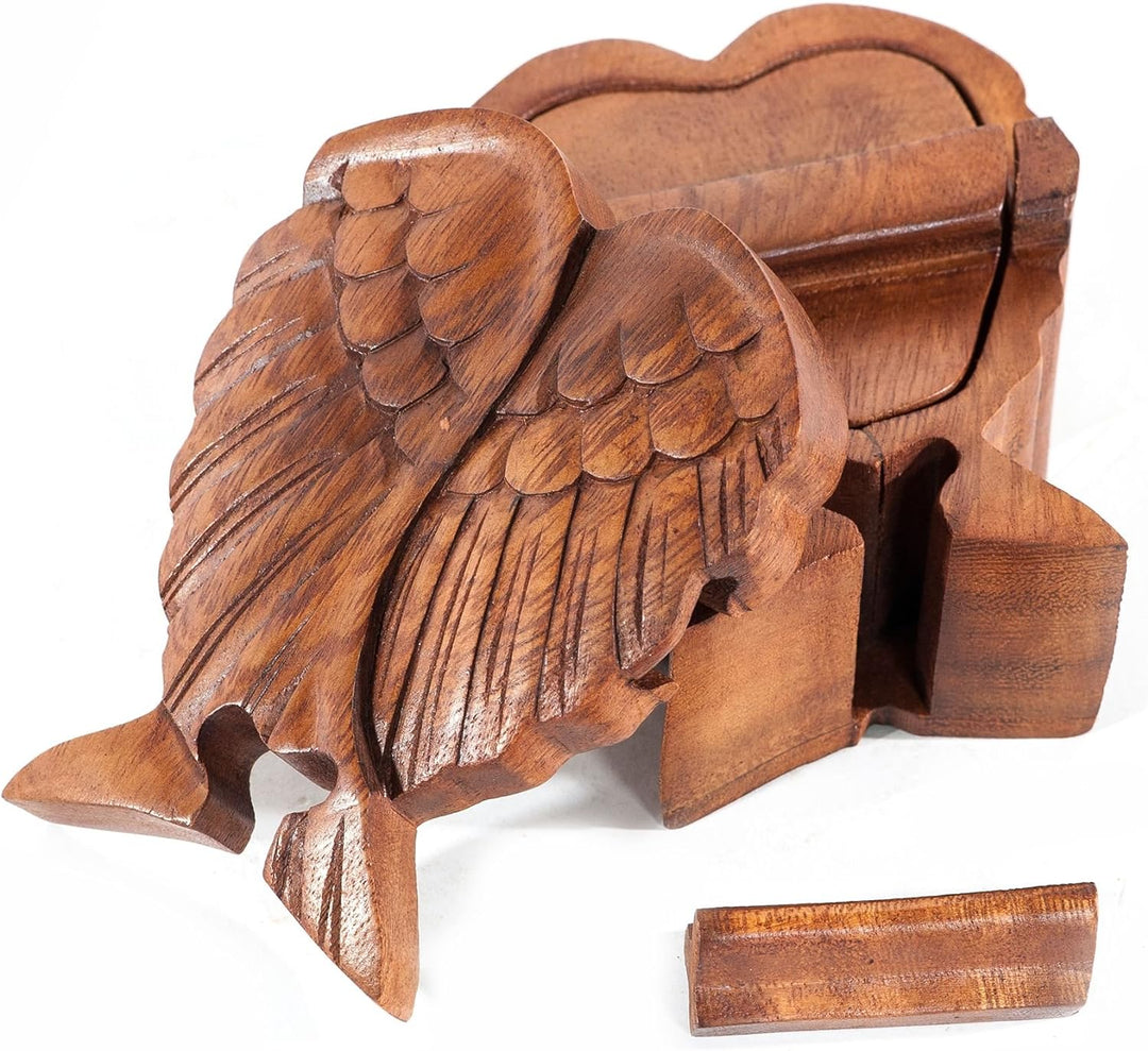 Windalf Glücks Geschenk Schmuckdose Kila 11 cm Engelsflügel Geschenkbox Handarbeit aus Holz